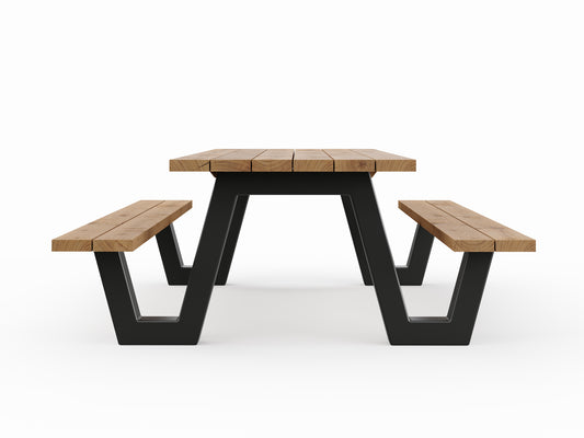 Picknicktisch aus massivem Eichenholz mit W-Beinen - Table Kings