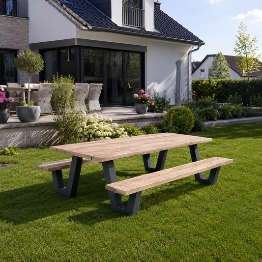 Picknicktisch aus massivem Douglasienholz mit W-Beinen – Table Kings