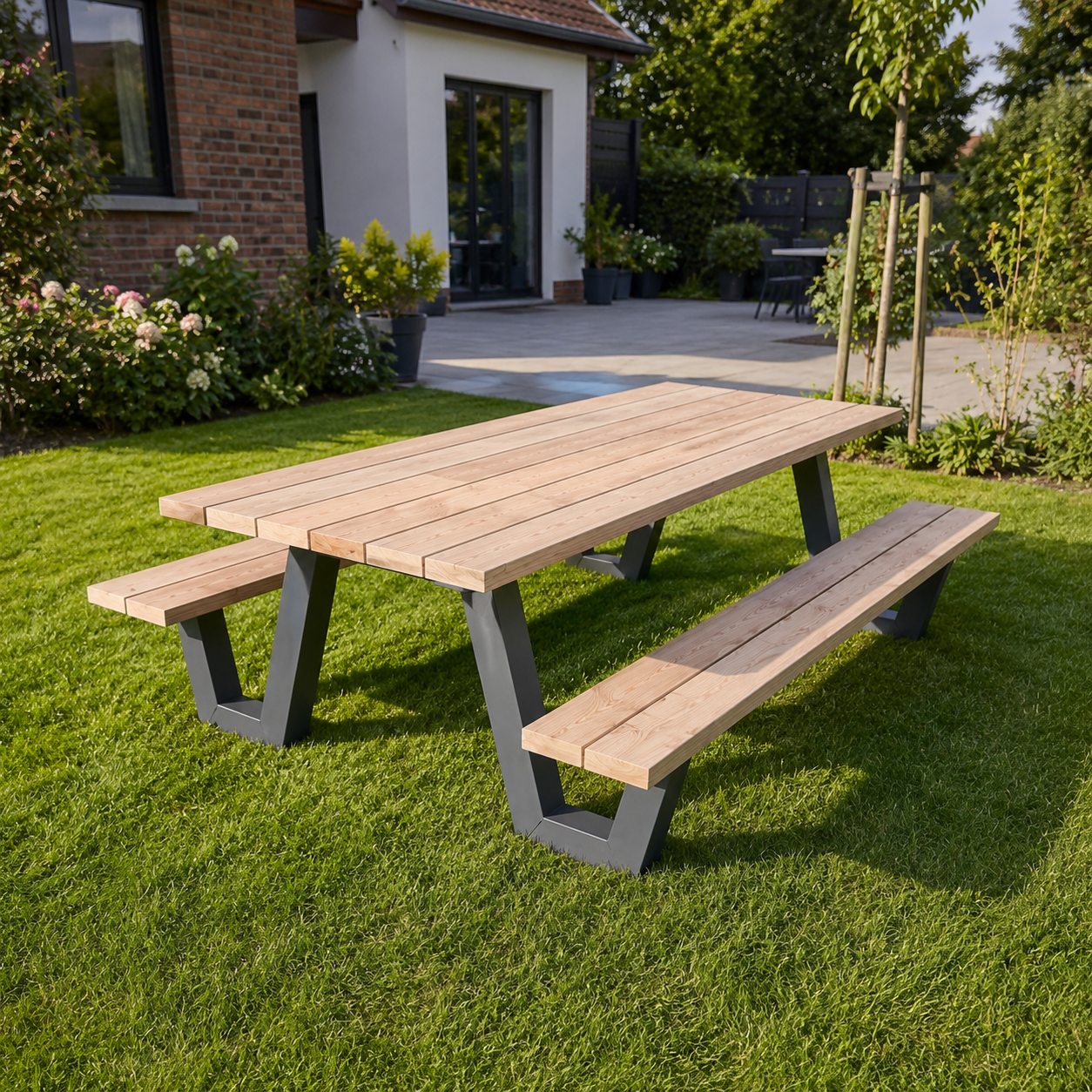 Picknicktisch aus massivem Douglasienholz mit W-Beinen – Table Kings