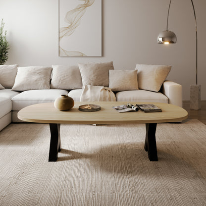 Ovaler Couchtisch aus massiver Eiche - Table Kings
