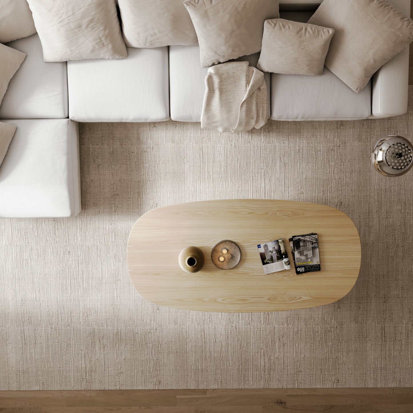 Ovaler Couchtisch aus massiver Eiche - Table Kings