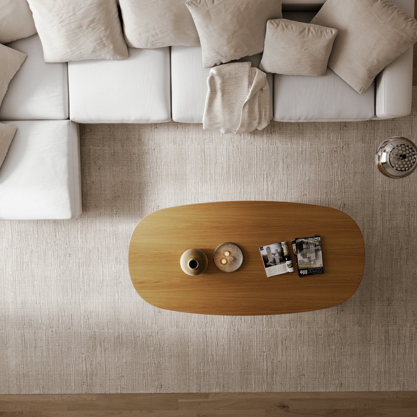 Ovaler Couchtisch aus massiver Eiche - Table Kings