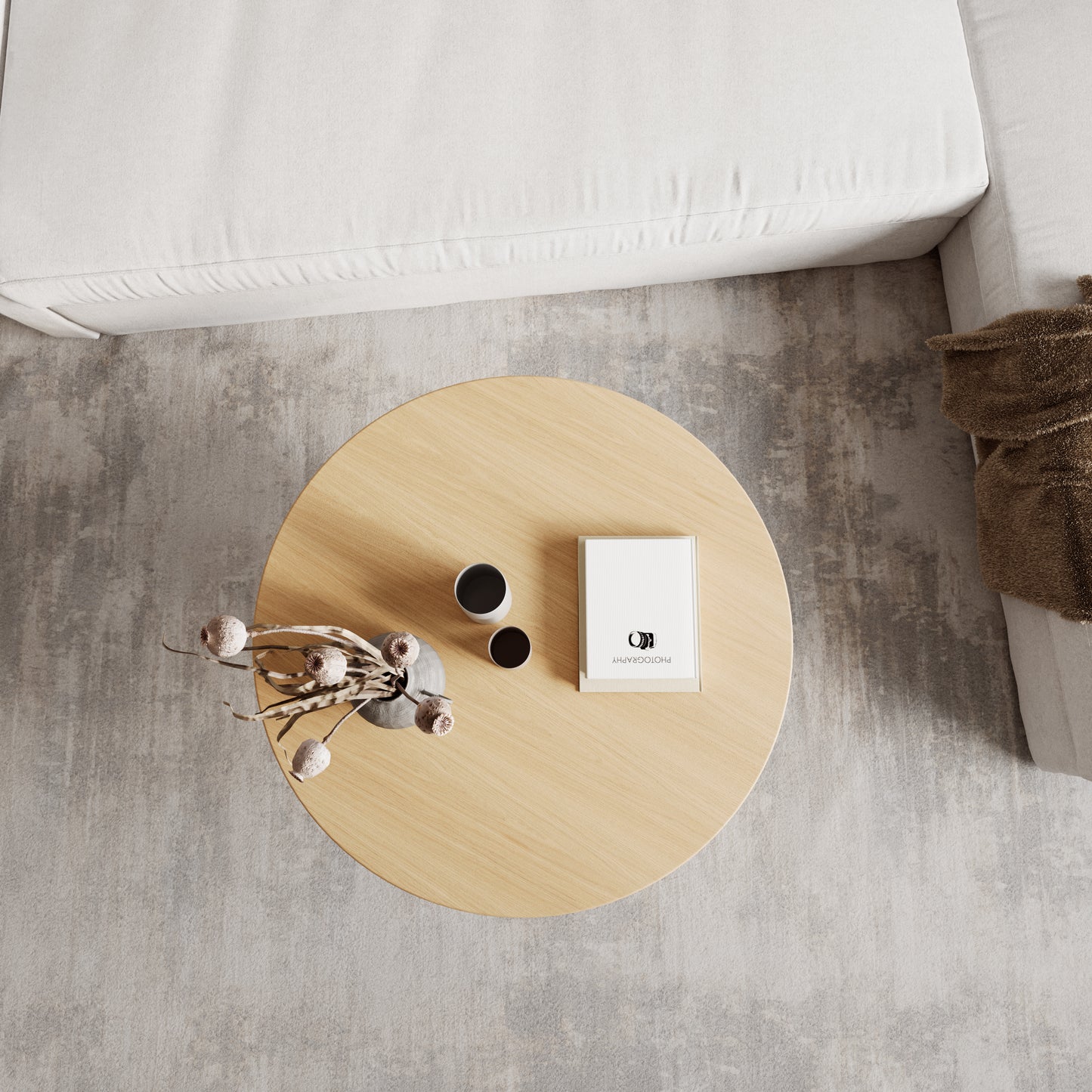 Runder Couchtisch aus massiver Eiche - Table Kings