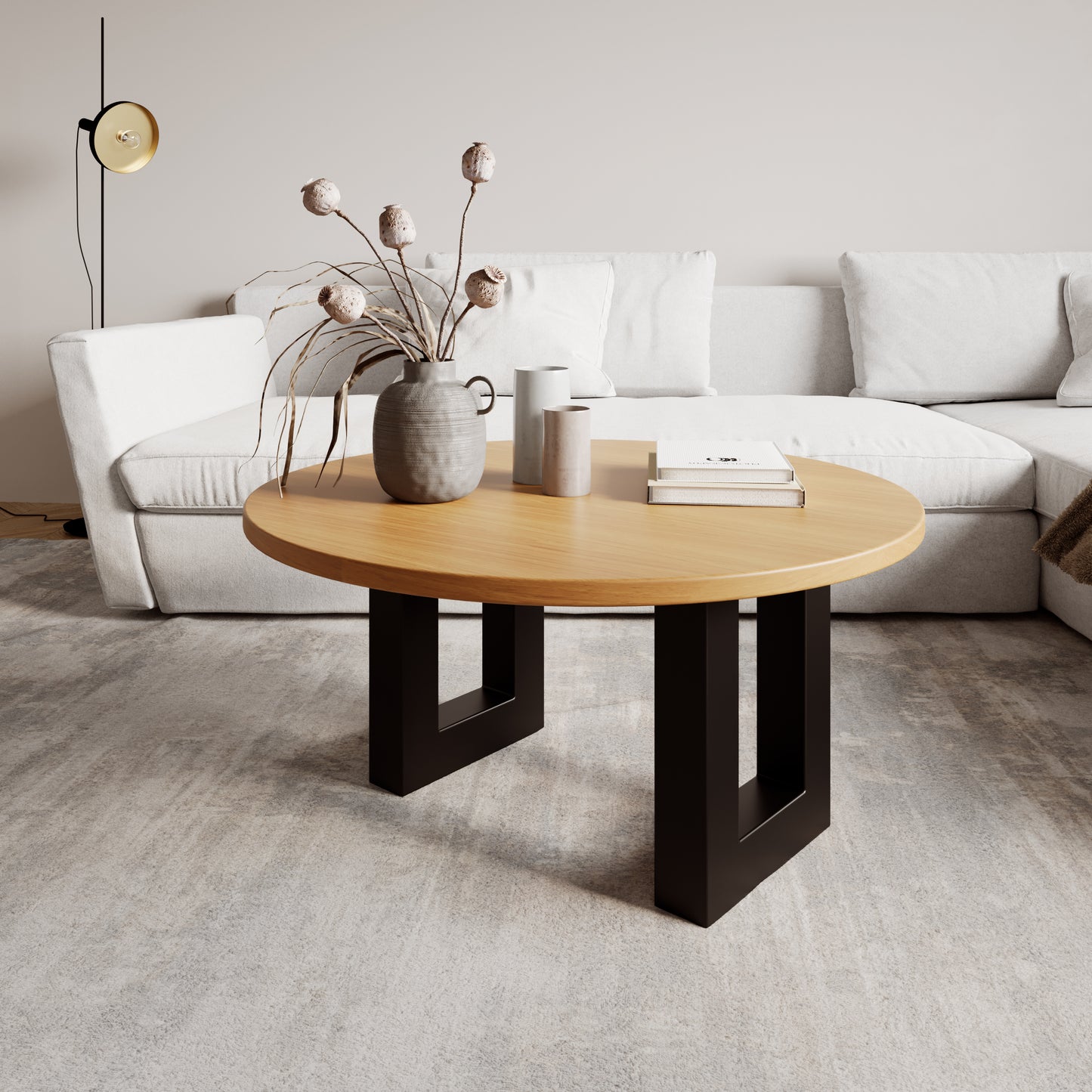 Runder Couchtisch aus massiver Eiche - Table Kings