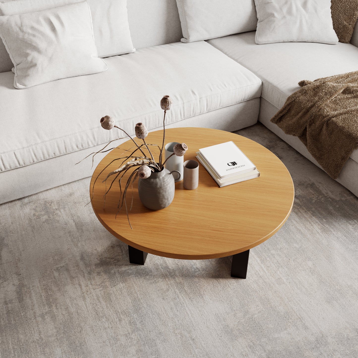 Runder Couchtisch aus massiver Eiche - Table Kings