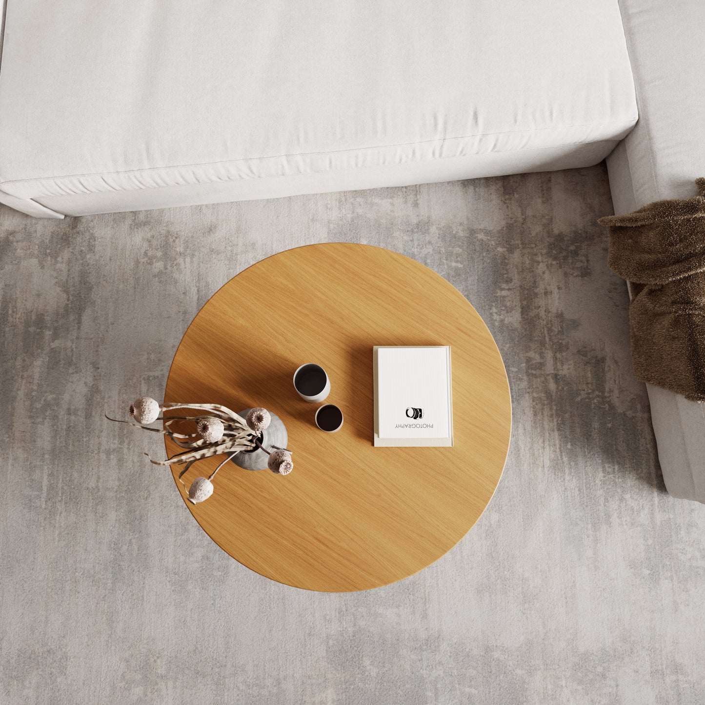 Runder Couchtisch aus massiver Eiche - Table Kings