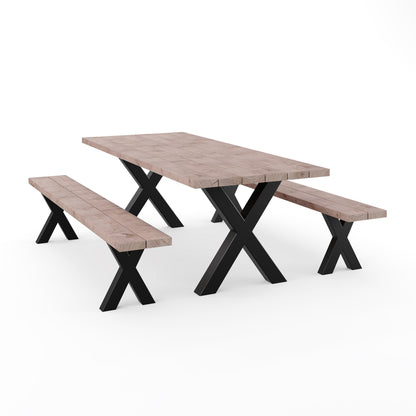 Picknicktisch aus massivem Douglasienholz mit X-Beinen - Table Kings
