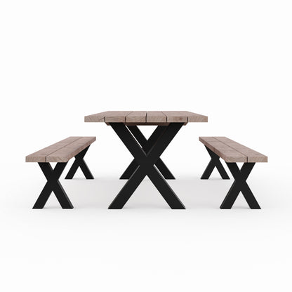 Picknicktisch aus massivem Douglasienholz mit X-Beinen - Table Kings
