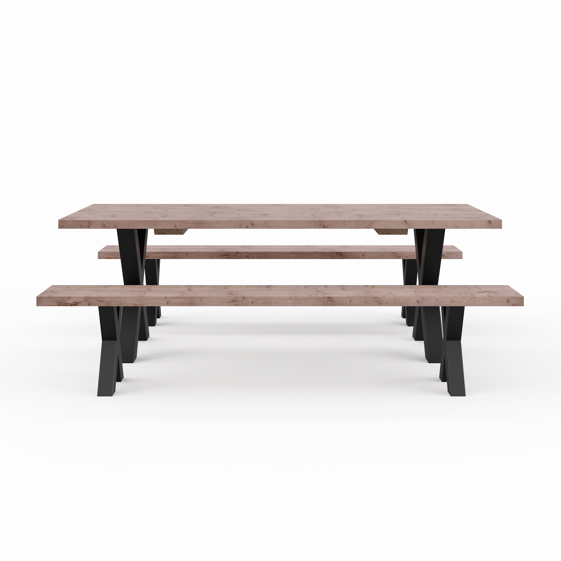Picknicktisch aus massivem Douglasienholz mit X-Beinen - Table Kings