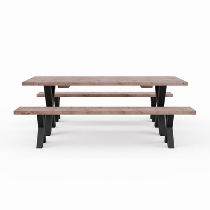 Picknicktisch aus massivem Douglasienholz mit X-Beinen - Table Kings