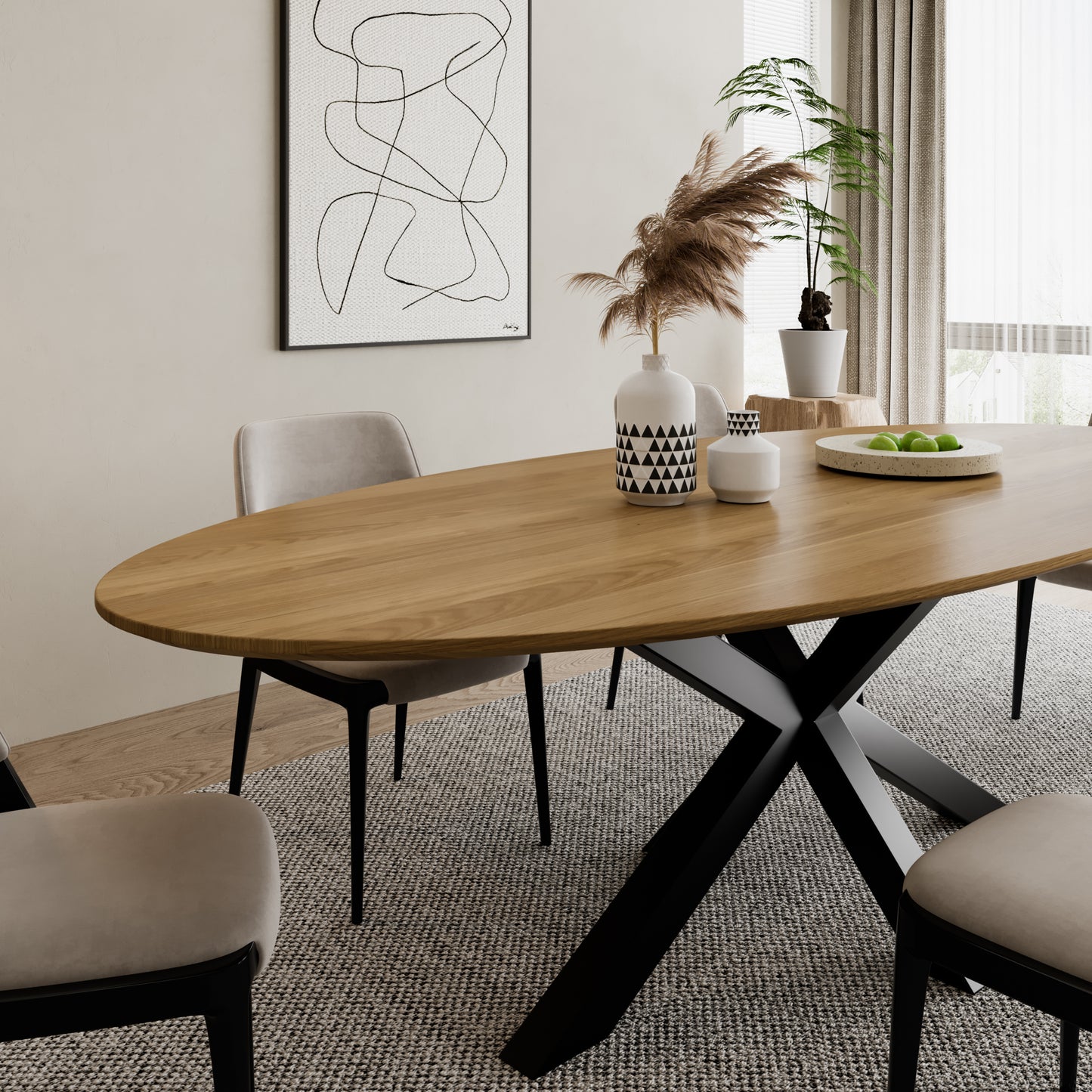 Ovaler Esstisch aus massiver Eiche - Table Kings