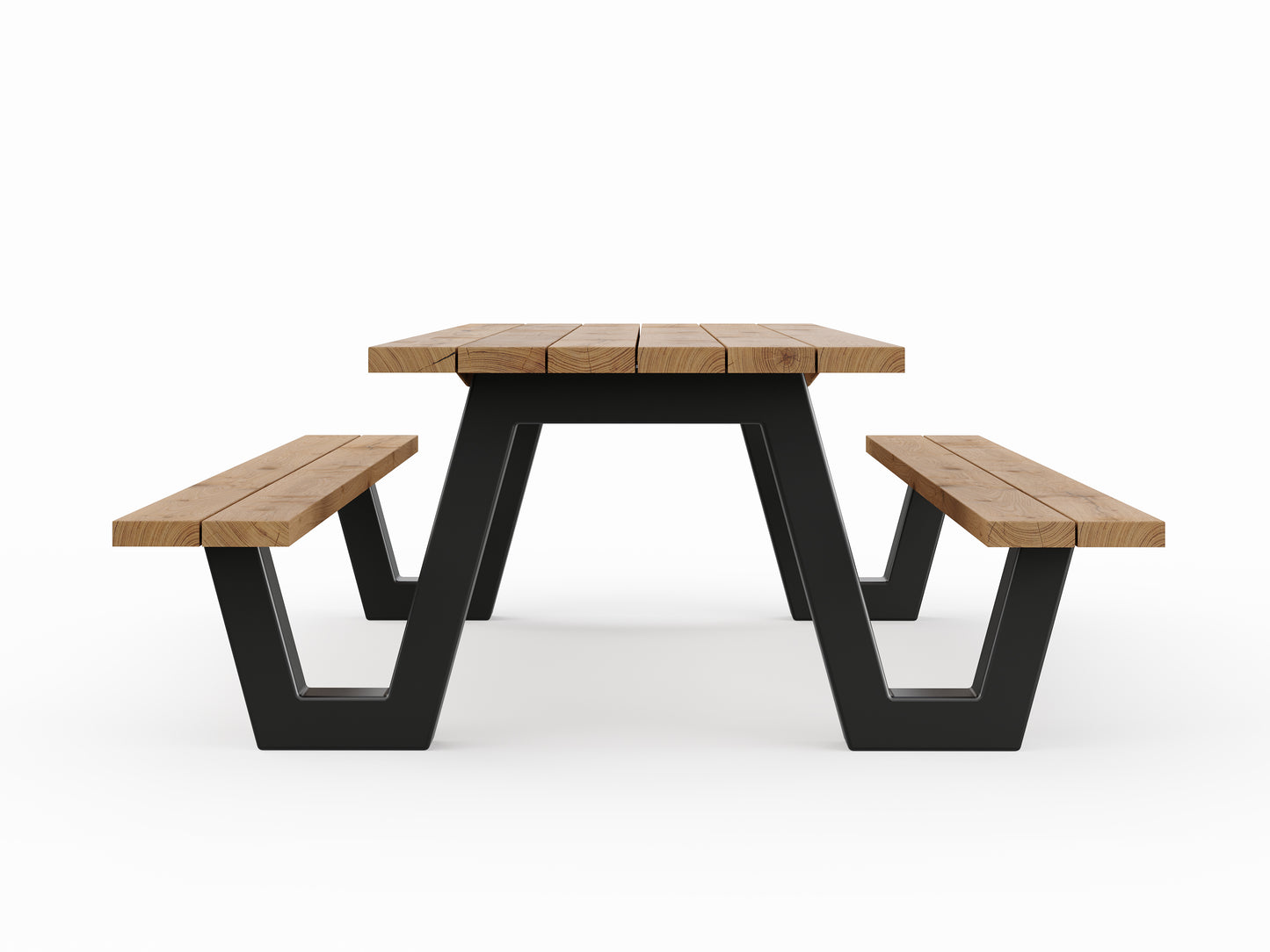 Picknicktisch aus massivem Eichenholz mit W-Beinen - Table Kings