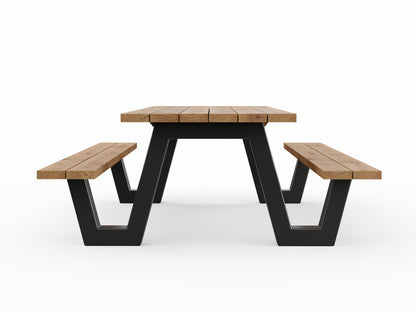 Picknicktisch aus massivem Eichenholz mit W-Beinen - Table Kings