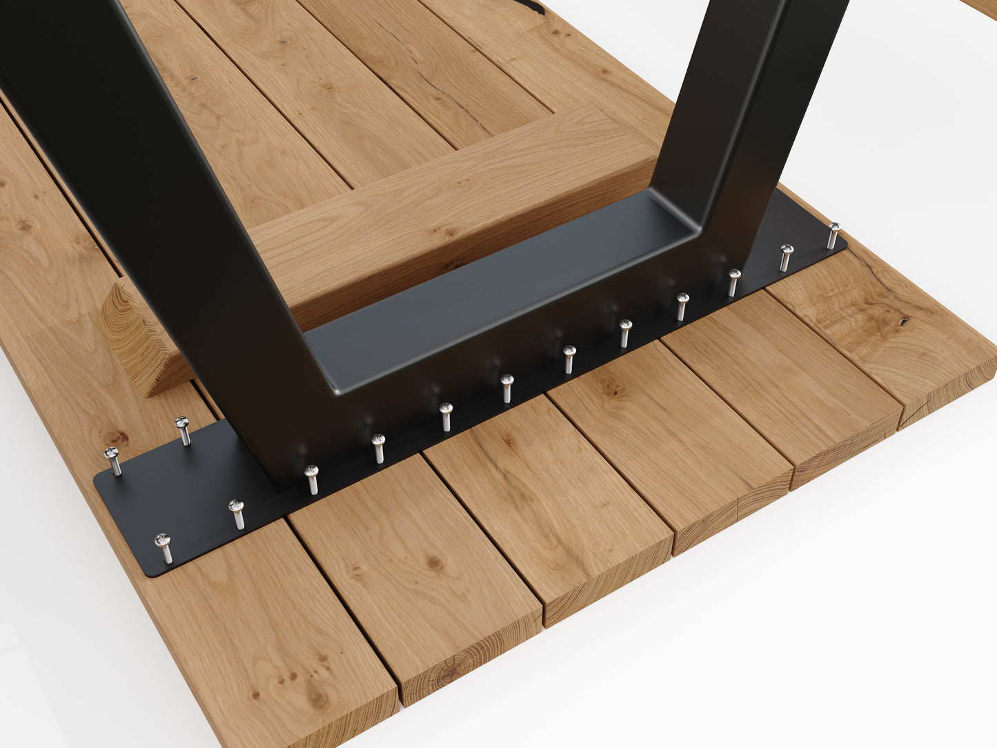 Picknicktisch aus massivem Eichenholz mit W-Beinen - Table Kings