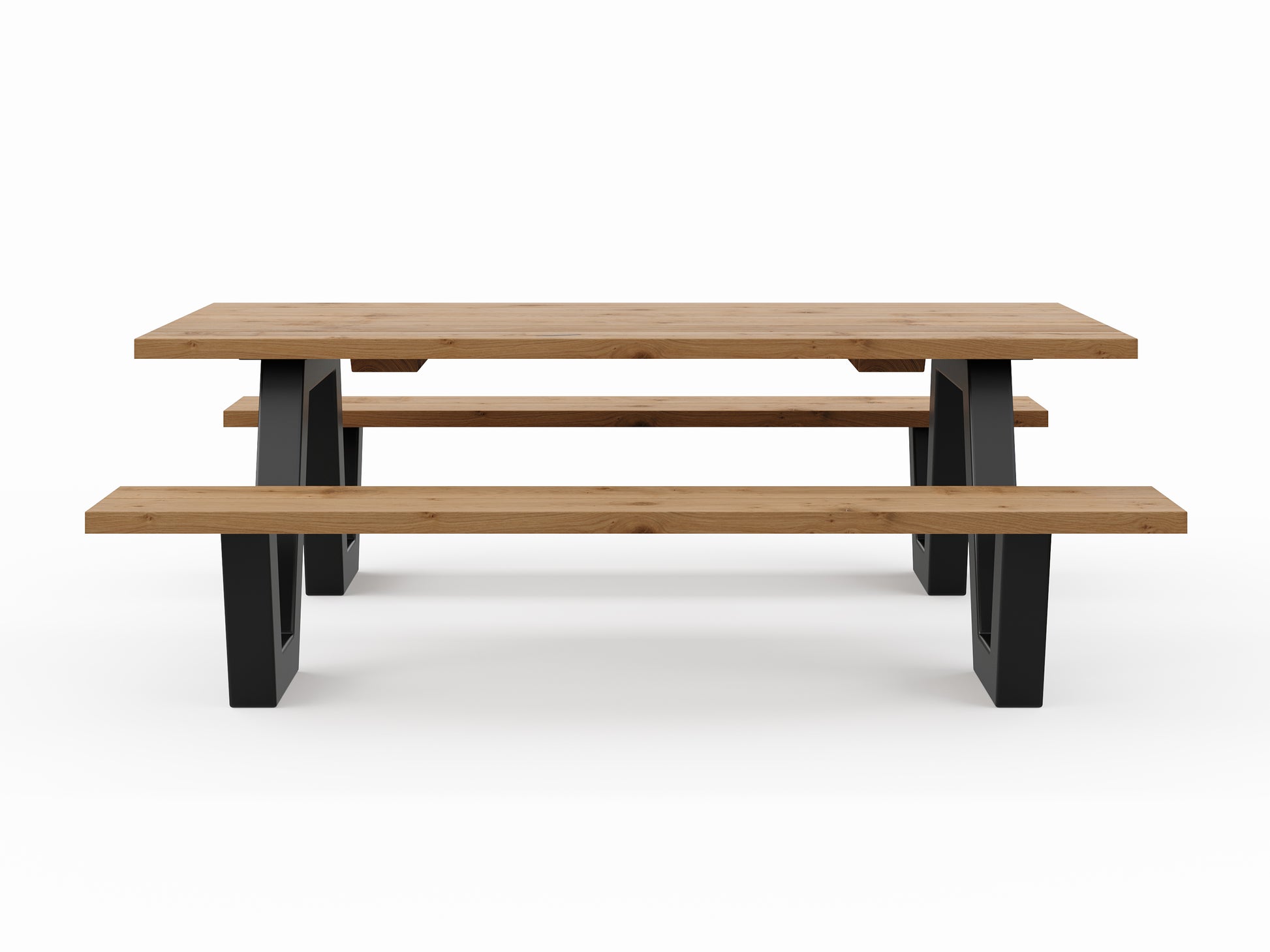Picknicktisch aus massivem Eichenholz mit W-Beinen - Table Kings