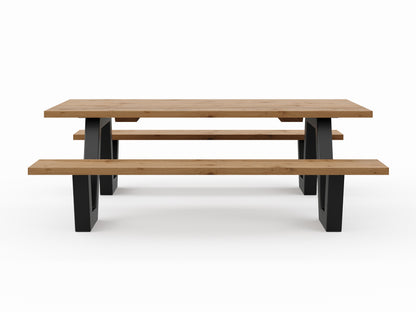 Picknicktisch aus massivem Eichenholz mit W-Beinen - Table Kings