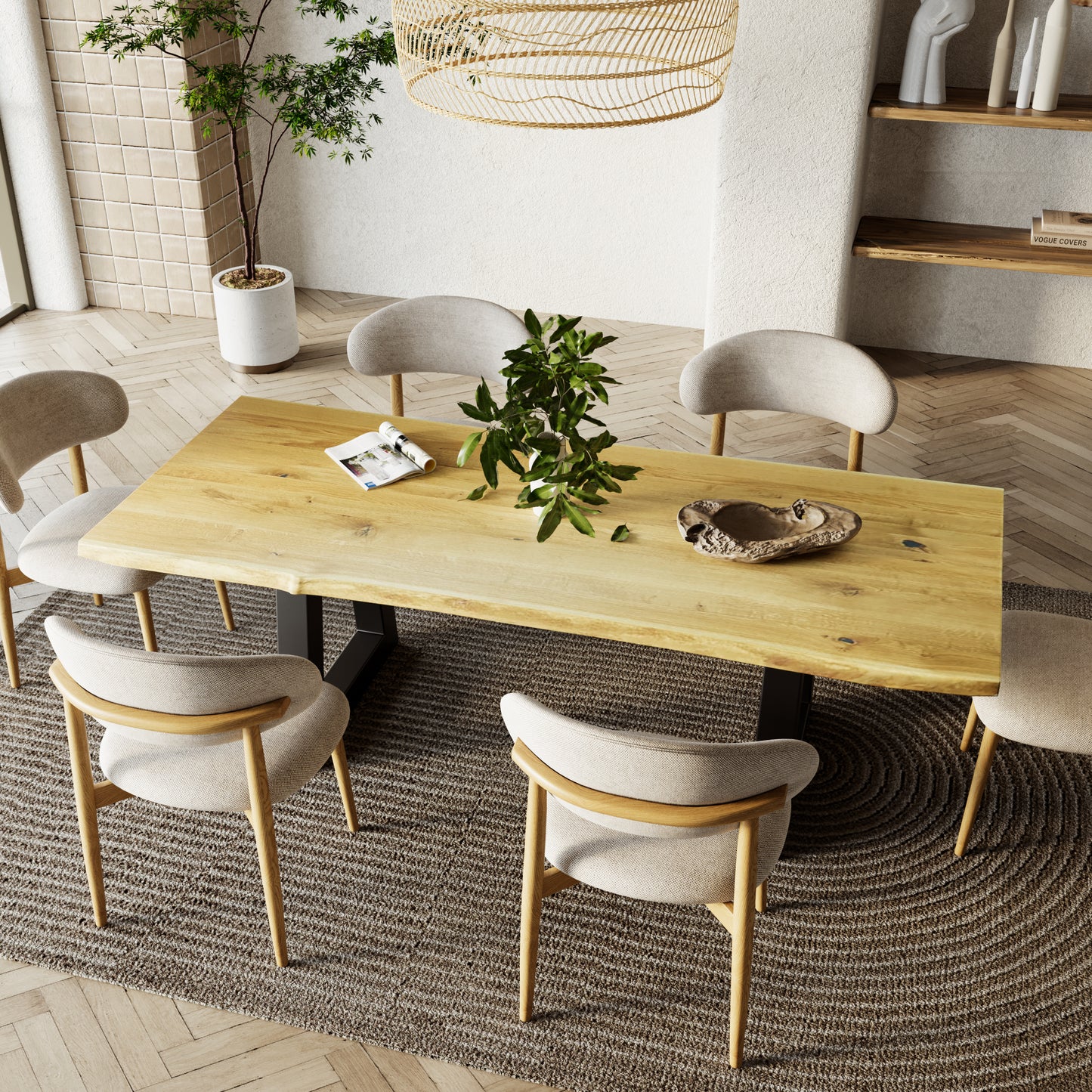 Rechteckiger Esstisch aus massiver Eiche - Table Kings