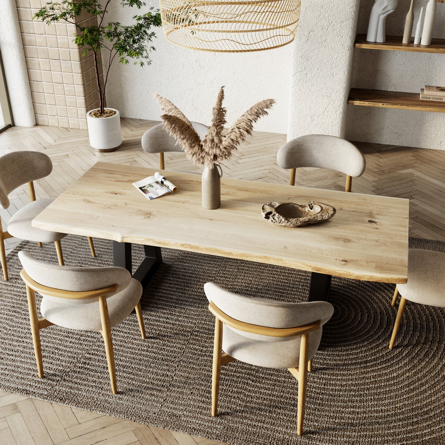 Rechteckiger Esstisch aus massiver Eiche - Table Kings