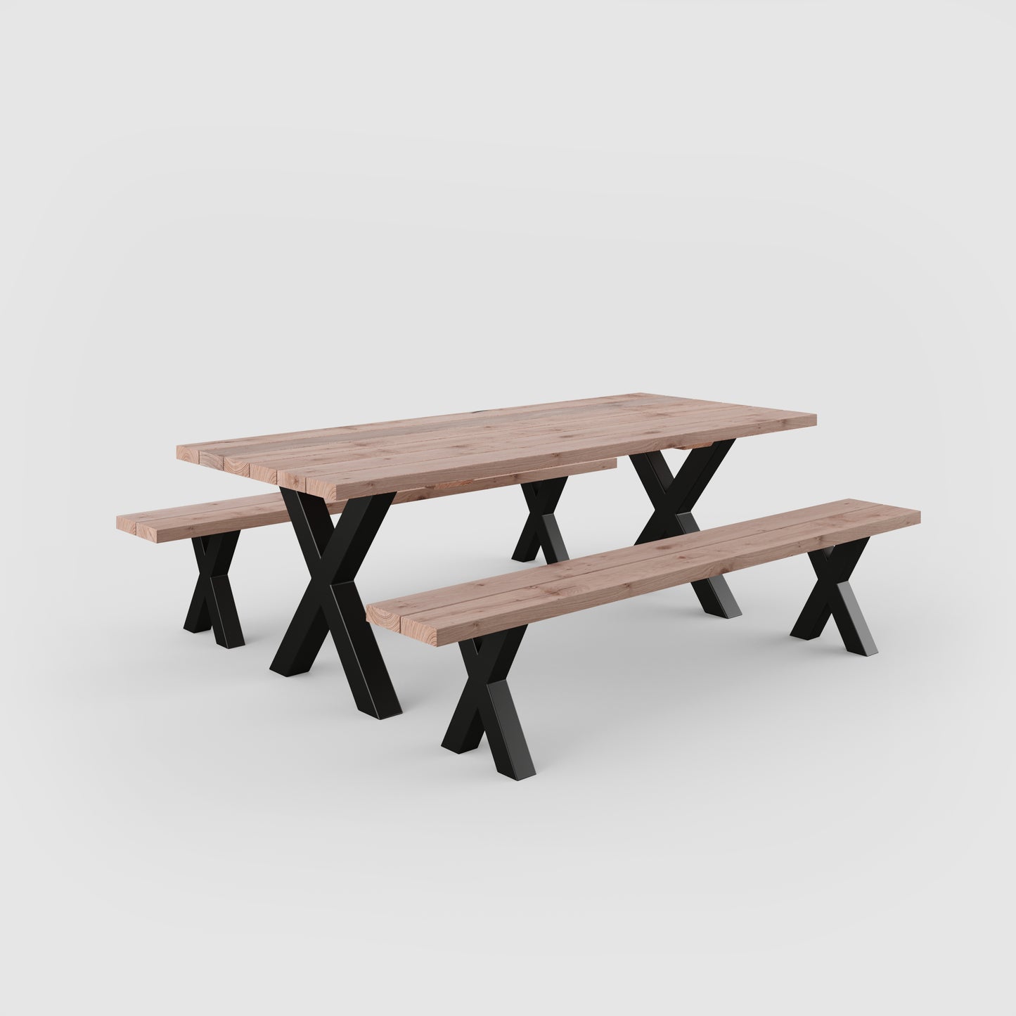 Picknicktisch aus massivem Douglasienholz mit X-Beinen - Table Kings
