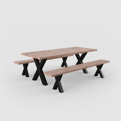 Picknicktisch aus massivem Douglasienholz mit X-Beinen - Table Kings
