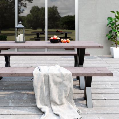 Picknicktisch aus massivem Douglasienholz mit X-Beinen - Table Kings