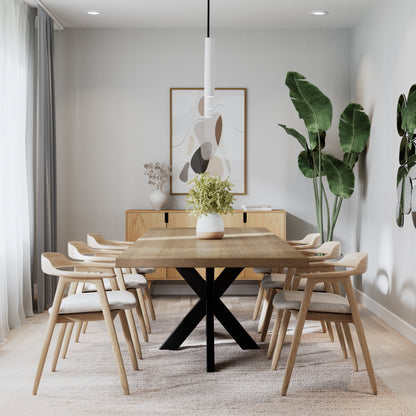 Rechteckiger Esstisch aus massiver Eiche mit Ansteckplatten - Table Kings