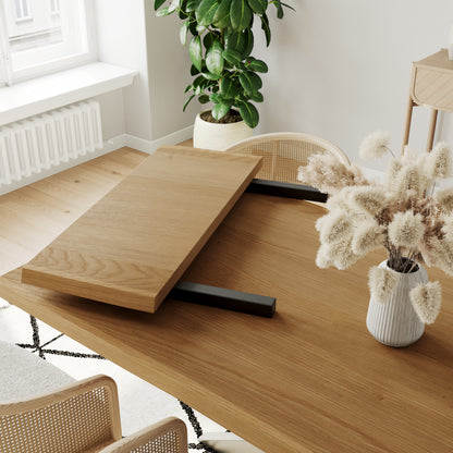 Rechteckiger Esstisch aus massiver Eiche mit Ansteckplatten (Geölt)